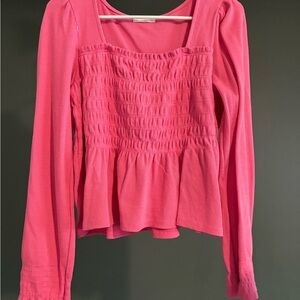 Altar'd State Vibrant Pink Smocked Blouse